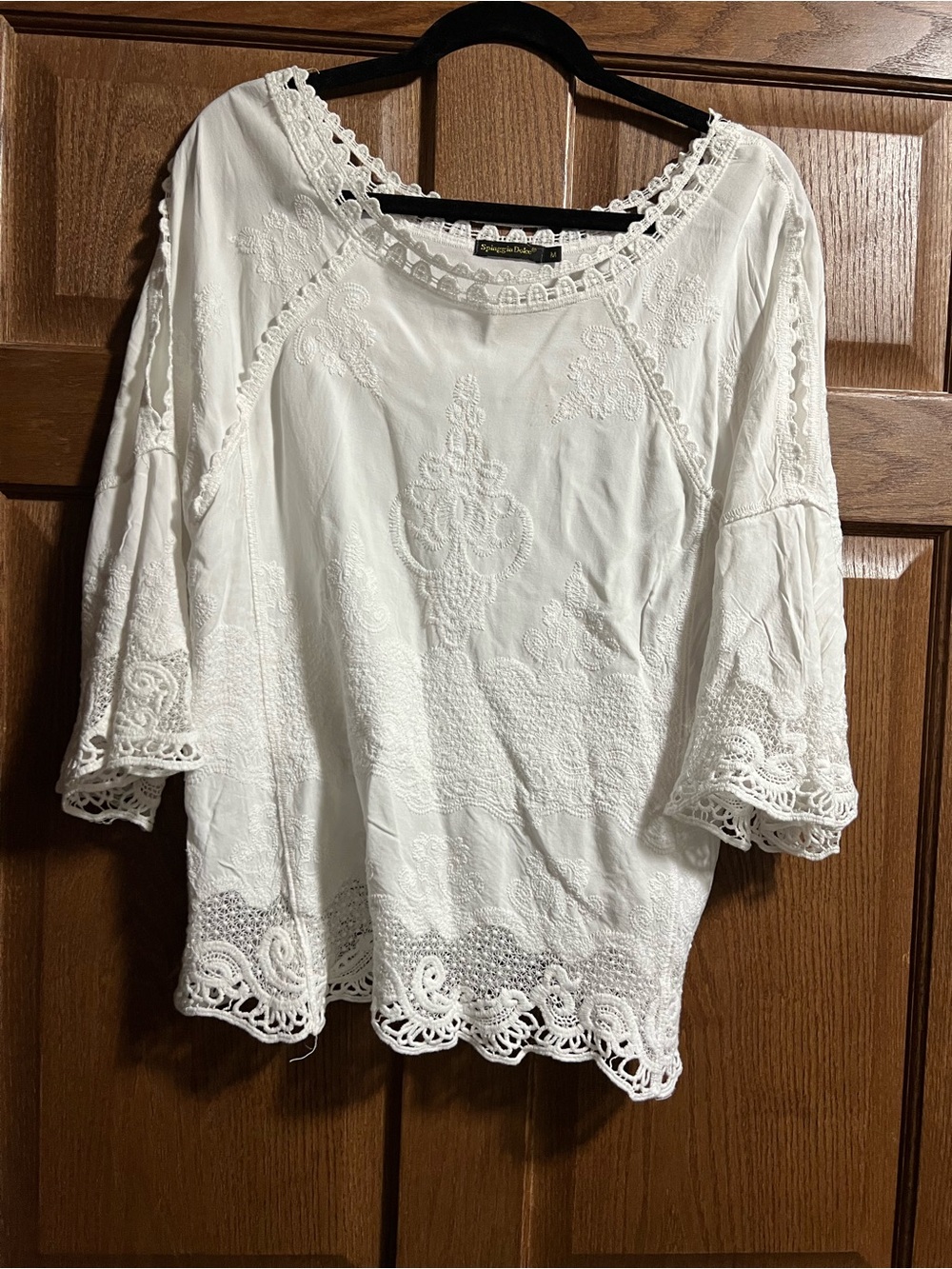 Women’s White Lace-Trim Boho Tunic